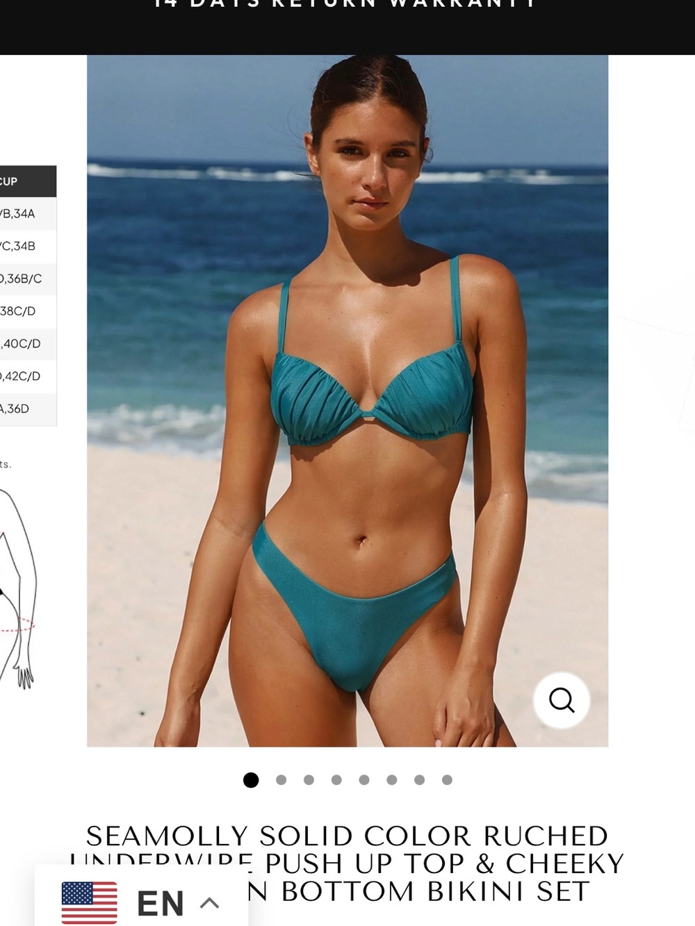 SEAMOLLY Teal Ruched Underwire Push-Up Bikini Set